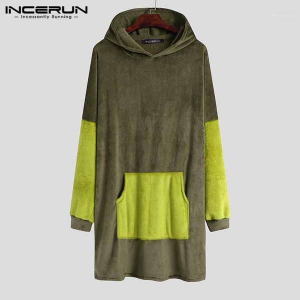 incerun men patchwork robes fleece homewear long sleeve cozy hooded pockets sleepwear soft leisure men nightgown loose bathrobes1, Black;brown 
incerun men patchwork robes fleece homewear long sleeve cozy hooded pockets sleepwear soft leisure men nightgown loose bathrobes1, Black;brown
