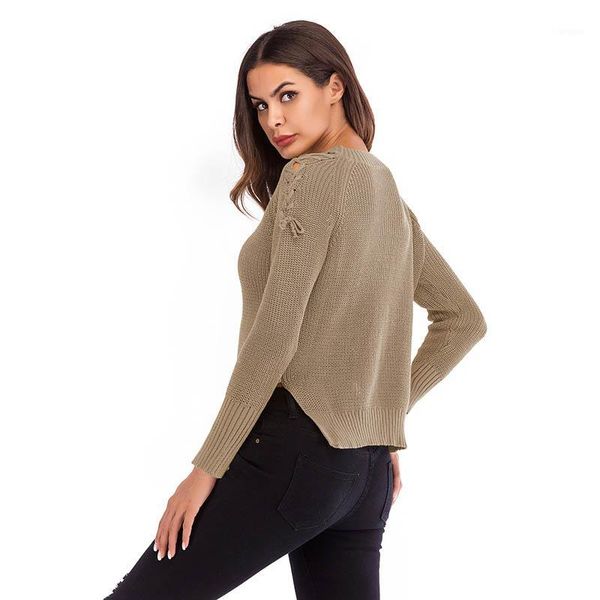 women fashion lace up hollow long sleeve sweaters split knitted cotton pullovers ladies v-neck sweater1, White;black
women fashion lace up hollow long sleeve sweaters split knitted cotton pullovers ladies v-neck sweater1, White;black