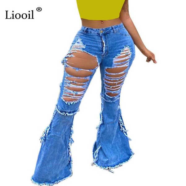 Liooil High Waist Ripped Flare Jeans With Pockets 2020 Streetwear Sexy Skinny Hole Jean Trousers Bell Bottoms Blue Denim Pants
Liooil High Waist Ripped Flare Jeans With Pockets 2020 Streetwear Sexy Skinny Hole Jean Trousers Bell Bottoms Blue Denim Pants