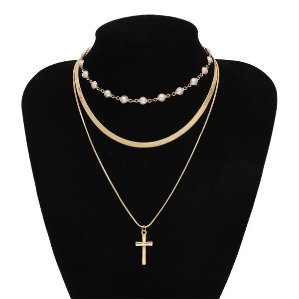 fashion woman's cross necklace alloy pearl geometry hollow multilayer necklace gold trendy jewelry collier femme a1, Silver
fashion woman's cross necklace alloy pearl geometry hollow multilayer necklace gold trendy jewelry collier femme a1, Silver
