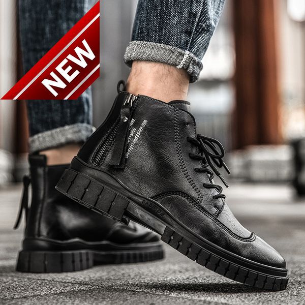 autumn new martin thick soled high shoes british fashion casual men's short boots, Black
autumn new martin thick soled high shoes british fashion casual men's short boots, Black