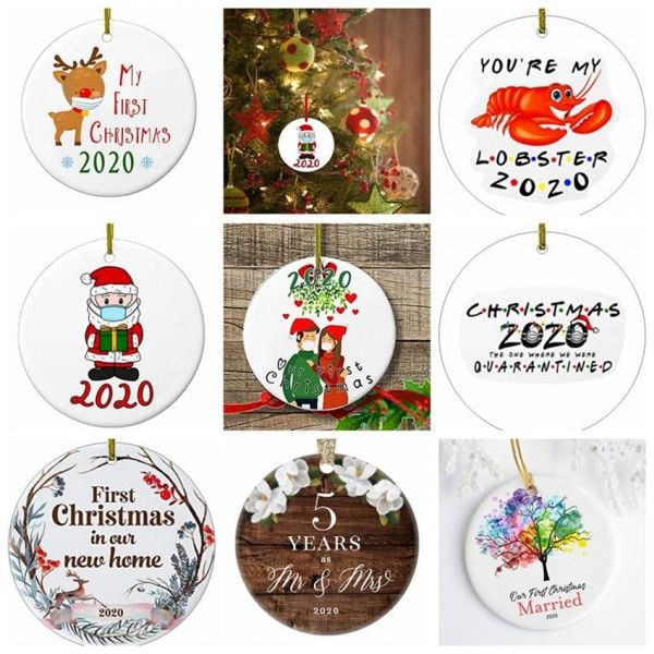 17style 2020 ceramic christmas ornaments 3 inch round christmas tree pendant santa wearing a mask christmas decorations gga3786
17style 2020 ceramic christmas ornaments 3 inch round christmas tree pendant santa wearing a mask christmas decorations gga3786