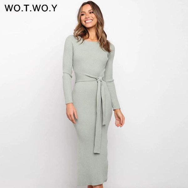 wotwoy elegant autumn bodycon knitted dress women sheath wool long sleeve dresses women solid sashes cotton dress femme 2021 new1, Black;gray
wotwoy elegant autumn bodycon knitted dress women sheath wool long sleeve dresses women solid sashes cotton dress femme 2021 new1, Black;gray