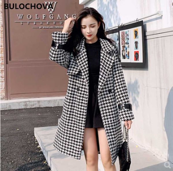 women's wool & blends houndstooth woolen women vintage large size long jacket coat 2021 winter double-breasted female thick warm overco, Black
women's wool & blends houndstooth woolen women vintage large size long jacket coat 2021 winter double-breasted female thick warm overco, Black