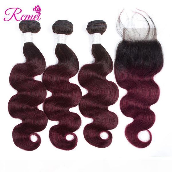 rcmei hair ombre brazilian body wave 3 bundles with closure ombre human hair bundles with part lace closure 1b 99j, Black;brown
rcmei hair ombre brazilian body wave 3 bundles with closure ombre human hair bundles with part lace closure 1b 99j, Black;brown