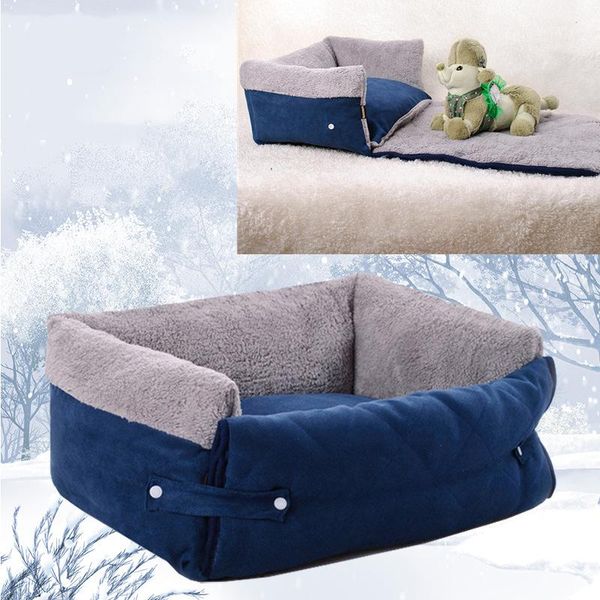 kennels & pens dog bed warm pets linen for small medium soft pet dogs multi-function washable house cat puppy cotton kennel