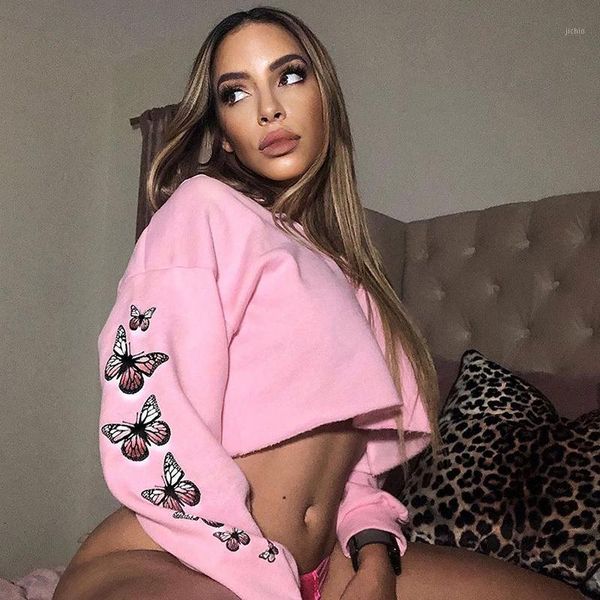 2020 female autumn streetwear butterfly printing women's loose round collar short sweatshirt oversize women pullovers1, Black
2020 female autumn streetwear butterfly printing women's loose round collar short sweatshirt oversize women pullovers1, Black