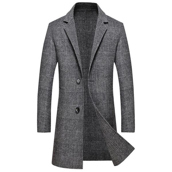 kissqiqi mens plaid wool blend pea coats 2 button warm long casual slim fit jackets overcoats, Black 
kissqiqi mens plaid wool blend pea coats 2 button warm long casual slim fit jackets overcoats, Black