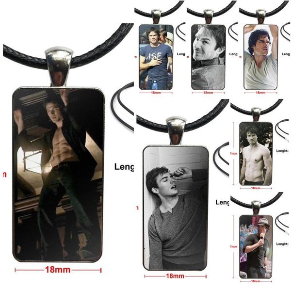 for women men party ian joseph somerhalder necklace with steel plated glass cabochon choker long pendant rectangle necklace, Silver
for women men party ian joseph somerhalder necklace with steel plated glass cabochon choker long pendant rectangle necklace, Silver