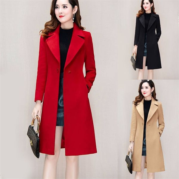 women woollen overcoat women's mid length over knee autumn winter waist suit collar red woollen black khaki coat 201027
women woollen overcoat women's mid length over knee autumn winter waist suit collar red woollen black khaki coat 201027