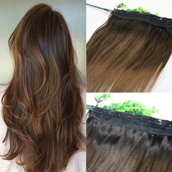 one piece clip in human hair extensions 5clips with lace straight brazilian virgin hair ombre dark brown balayage 2/6, Black
one piece clip in human hair extensions 5clips with lace straight brazilian virgin hair ombre dark brown balayage 2/6, Black
