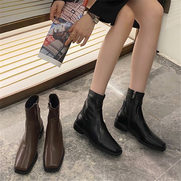 2021 winter women's new fashion low heels vintage lady ankle leather boots jwxx, Black
2021 winter women's new fashion low heels vintage lady ankle leather boots jwxx, Black