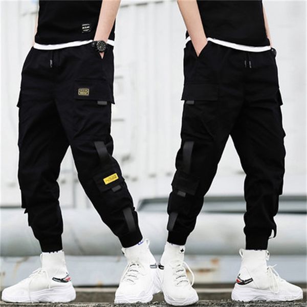 april 2019 multi-pocket harem hip pop trousers streetwear sweatpants hombre male casual fashion cargo pants men, Blue