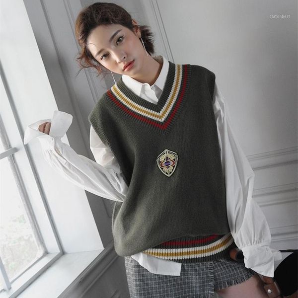 women's vests women sleeveless pullover 2021 autumn winter korean style vintage badge stripe v neck knitted sweater vest army green kha, Black;white
women's vests women sleeveless pullover 2021 autumn winter korean style vintage badge stripe v neck knitted sweater vest army green kha, Black;white