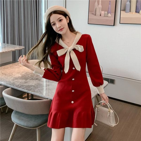 korea autumn and winter thick sweater dress women long sleeve bow neck elegant knitted dress fashion dresses, Black;gray
korea autumn and winter thick sweater dress women long sleeve bow neck elegant knitted dress fashion dresses, Black;gray