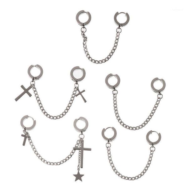 1pc hip hop double pierced hoop huggie dangle chain drop earring studs ear cuffs1, Silver
1pc hip hop double pierced hoop huggie dangle chain drop earring studs ear cuffs1, Silver