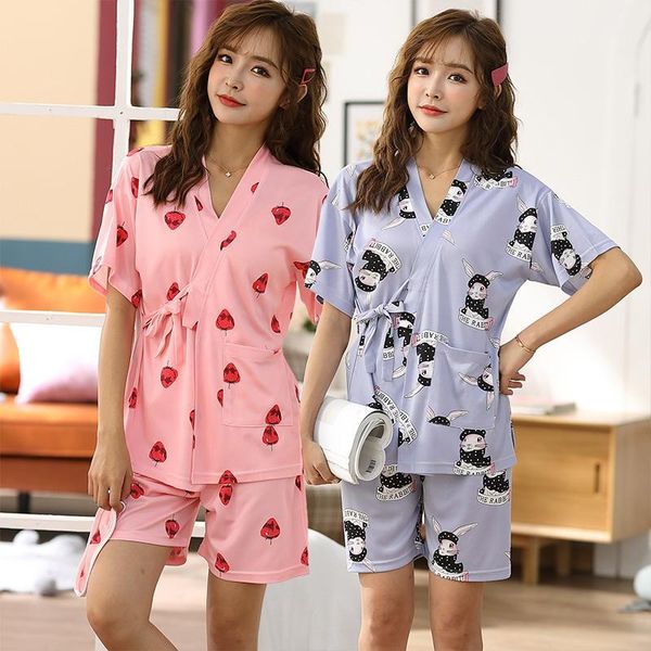 2020 summer short sleeve kimono pajama sets for women shorts sleepwear suit pyjama loungewear homewear pijama mujer home clothes1, Black;red
2020 summer short sleeve kimono pajama sets for women shorts sleepwear suit pyjama loungewear homewear pijama mujer home clothes1, Black;red