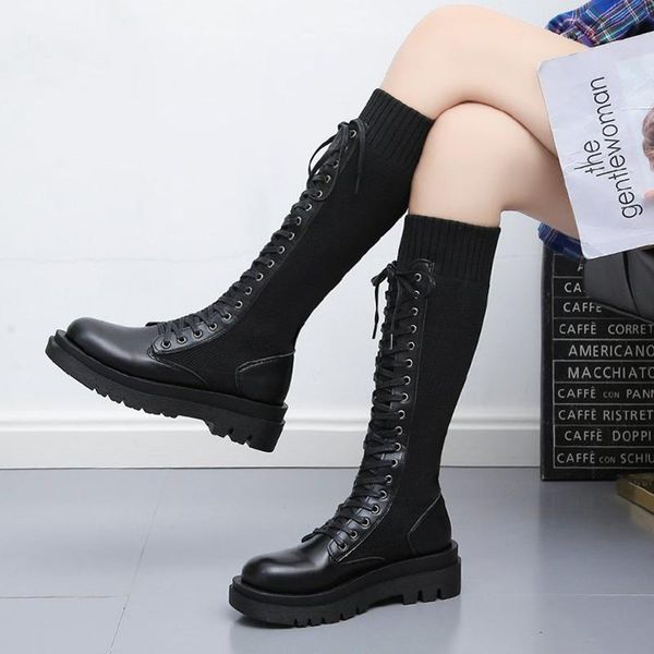 dropshipping autumn women black platform long boots fashion cross tied patchwork shoes elastic knitted knee high boots female
dropshipping autumn women black platform long boots fashion cross tied patchwork shoes elastic knitted knee high boots female