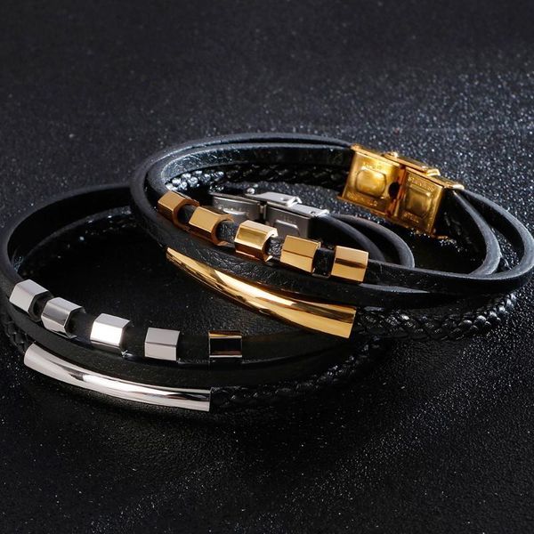 tennis vintage 9.25" three layer braided leather wrap bracelet for men stainless steel charm bracelets friendship jewelry logo engrave, Golden;silver
tennis vintage 9.25" three layer braided leather wrap bracelet for men stainless steel charm bracelets friendship jewelry logo engrave, Golden;silver