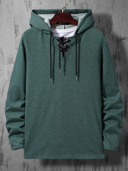 men lace up front drawstring hoodie without tee 79mj#, Black 
men lace up front drawstring hoodie without tee 79mj#, Black