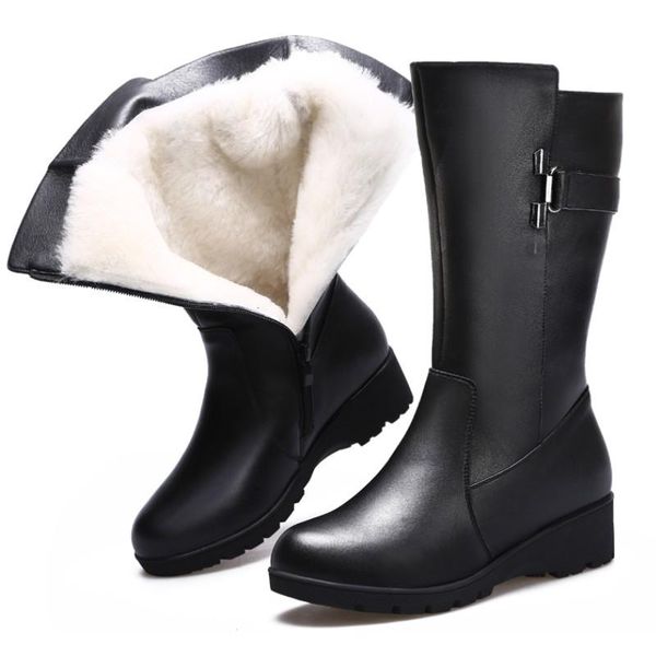boots 2021 elegant comfort warm snow genuine leather shoes wool winter fashion non-slip wedges knight women, Black
boots 2021 elegant comfort warm snow genuine leather shoes wool winter fashion non-slip wedges knight women, Black