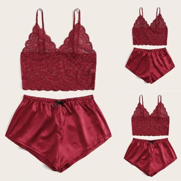 women's set pyjamas lady lace flower bra bowknot shorts set underwear pajamas sleeveless sleepwear vestido para dormir w511, Black;red
women's set pyjamas lady lace flower bra bowknot shorts set underwear pajamas sleeveless sleepwear vestido para dormir w511, Black;red