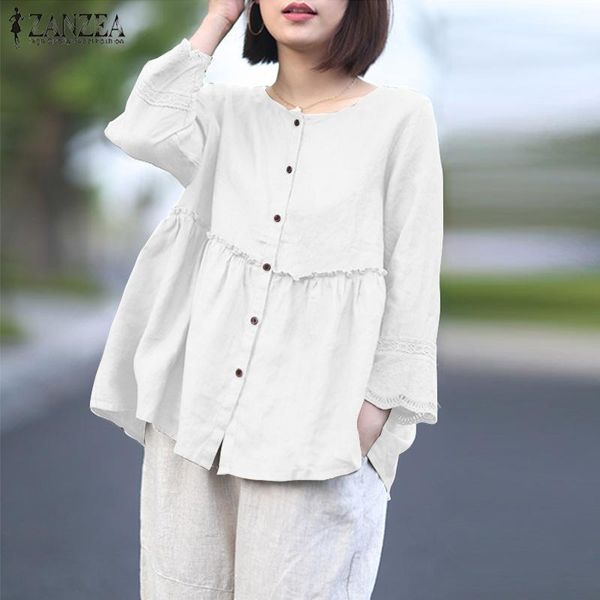 zanzea women's 3/4 sleeve lace crochet blouse summer shirt solid cotton linen blusas elegant buttons down ruffles chemise1, White
zanzea women's 3/4 sleeve lace crochet blouse summer shirt solid cotton linen blusas elegant buttons down ruffles chemise1, White
