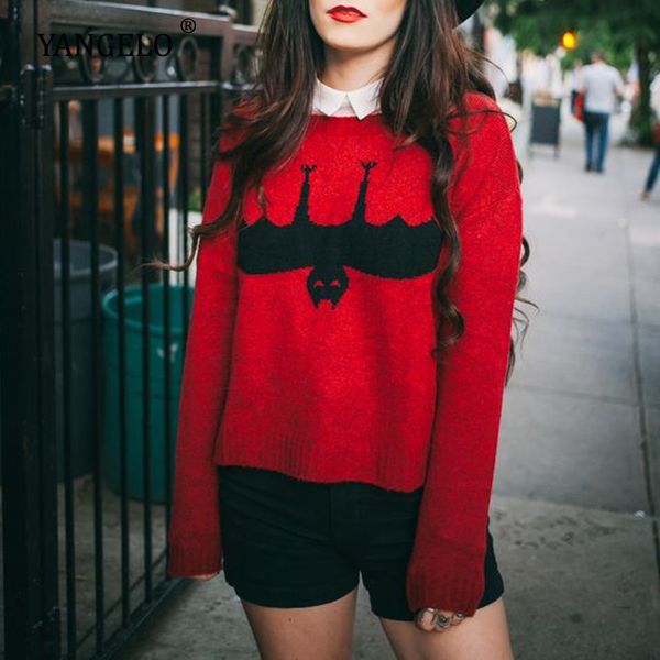 yangelo gothic bat pattern sweater women knit red loose long sleeves warm autumn winter streetwear fashion girl pullover new 201031, White;black
yangelo gothic bat pattern sweater women knit red loose long sleeves warm autumn winter streetwear fashion girl pullover new 201031, White;black