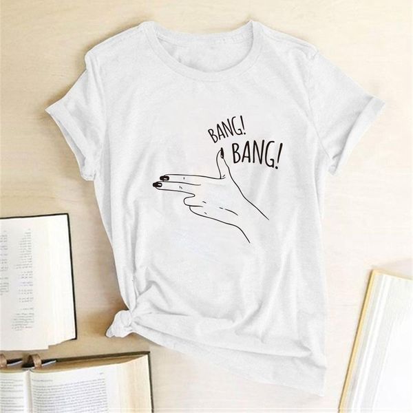 shooting gesture bang bang printing t-shirts women summer graphic tees women fashion for teens crew neck clothes female, White
shooting gesture bang bang printing t-shirts women summer graphic tees women fashion for teens crew neck clothes female, White
