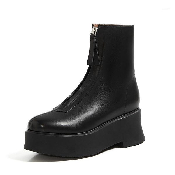 boots 2021 cowhide waterproof platform goth front zip flat ankle round toe women shoes handsome rider1, Black
boots 2021 cowhide waterproof platform goth front zip flat ankle round toe women shoes handsome rider1, Black