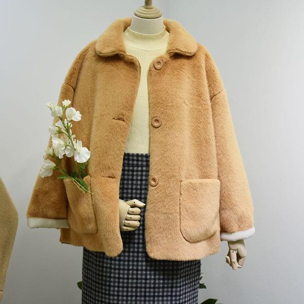 women's fur & faux jacket women autumn winter short coat single breasted double-faced coats loose fashion warm outerwear, Black
women's fur & faux jacket women autumn winter short coat single breasted double-faced coats loose fashion warm outerwear, Black