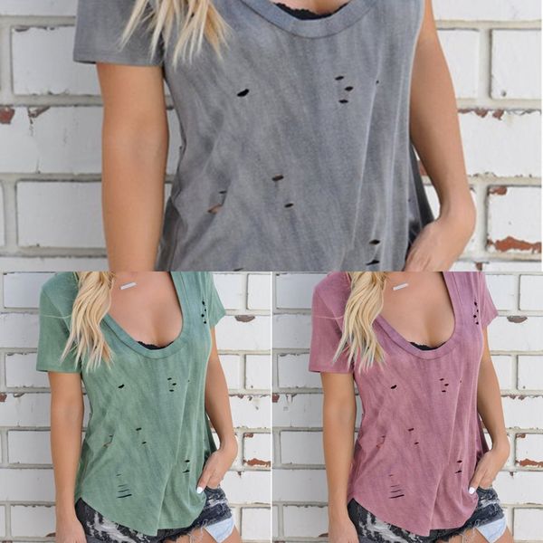2019 summer new solid color broken women's 2019 summer new solid t-shirt color broken t-shirt women's cipom, White
2019 summer new solid color broken women's 2019 summer new solid t-shirt color broken t-shirt women's cipom, White