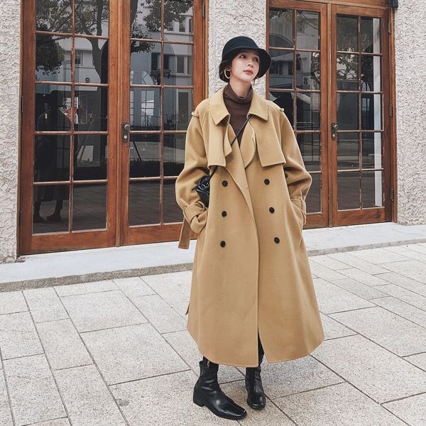 2021 new khaki colour women's coat new double-breasted wool suit with retro-ol fashion long jacket ym1 q1u2, Black
2021 new khaki colour women's coat new double-breasted wool suit with retro-ol fashion long jacket ym1 q1u2, Black