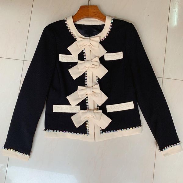new women's o-neck bow patchwork rhinestone decoration long sleeve slim waist short coat jacket s m l1, Black;brown
new women's o-neck bow patchwork rhinestone decoration long sleeve slim waist short coat jacket s m l1, Black;brown
