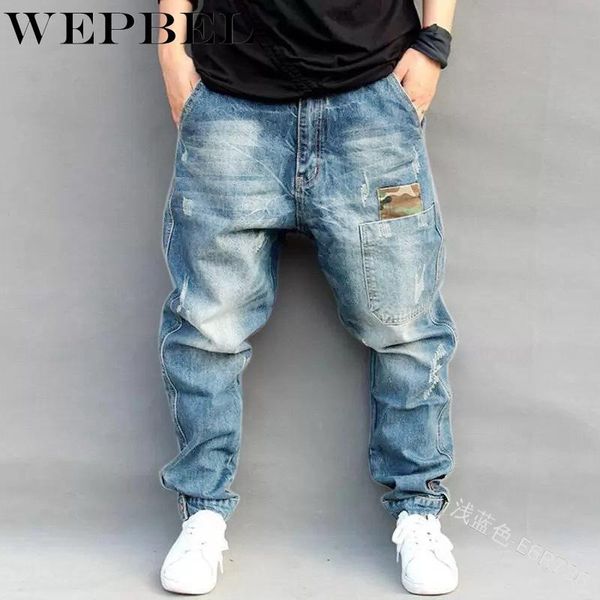men's jeans wepbel distressed streetwear loose baggy trousers hip hop pencil ripped harem men casual denim pants, Blue
men's jeans wepbel distressed streetwear loose baggy trousers hip hop pencil ripped harem men casual denim pants, Blue