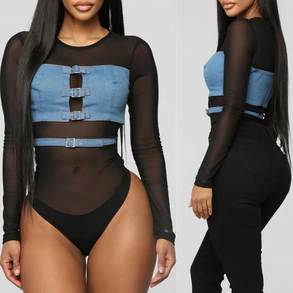 2021 fashion women's denim long sleeve romper jumpsuit ladies girls stretch bodysuit leotard blouse autumn clothes, Black;white
2021 fashion women's denim long sleeve romper jumpsuit ladies girls stretch bodysuit leotard blouse autumn clothes, Black;white