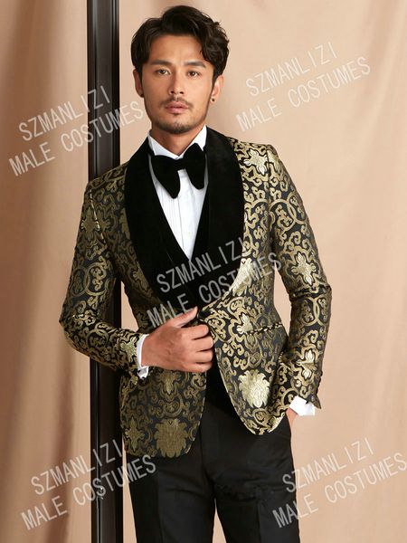 2020 золото цветочного printed slim fit double breasted мужских костюмов groom курительный best man blazer slim fit мужские свадебные костюм, Black;gray
2020 золото цветочного printed slim fit double breasted мужских костюмов groom курительный best man blazer slim fit мужские свадебные костюм, Black;gray