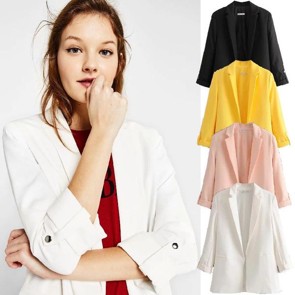 women's suits & blazers women clothing long sleeve 4 colors turn-down collar ladies coat female 2021 business jacket suit outerwear, White;black
women's suits & blazers women clothing long sleeve 4 colors turn-down collar ladies coat female 2021 business jacket suit outerwear, White;black