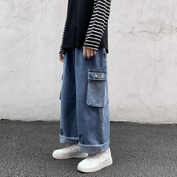 2021 new men's oversize woman solid color denim pants hip hop korean streetwear male jeans gu5r, Blue
2021 new men's oversize woman solid color denim pants hip hop korean streetwear male jeans gu5r, Blue