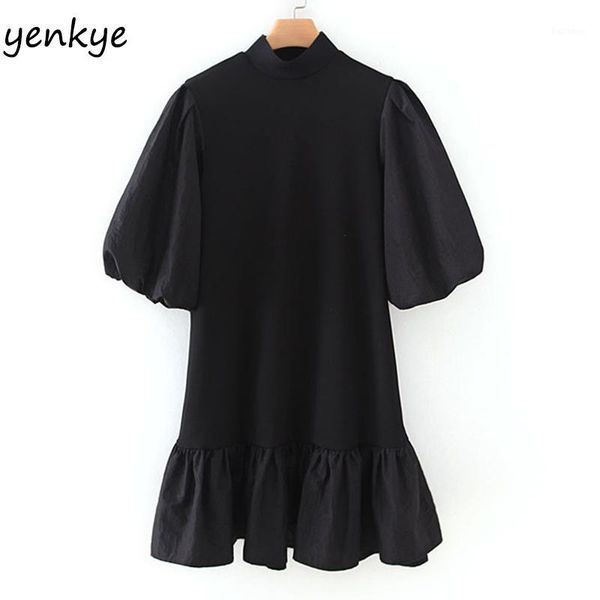 women vintage black patchwork knitted dress lady high neck lantern sleeve a-line mini dress short xzwm192051, Black;gray
women vintage black patchwork knitted dress lady high neck lantern sleeve a-line mini dress short xzwm192051, Black;gray