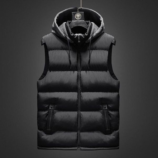 men's autumn and winter thickened casual zipper breasted hooded pockets warm-keeping stand collar detachable cap over size vest, Black;white
men's autumn and winter thickened casual zipper breasted hooded pockets warm-keeping stand collar detachable cap over size vest, Black;white