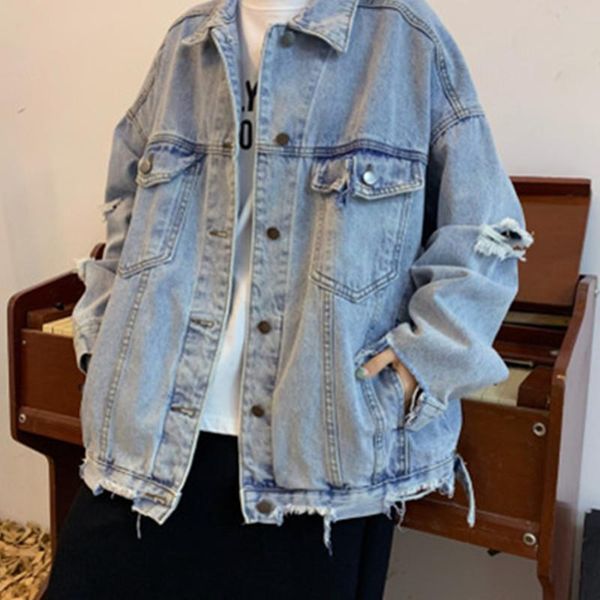 dilapidated hole denim jacket womens 2021 spring autumn new korean fashion loose all-match retro casual cowboy coat female tide, Black;brown
dilapidated hole denim jacket womens 2021 spring autumn new korean fashion loose all-match retro casual cowboy coat female tide, Black;brown
