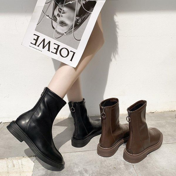 2020 new winter women's shoes fashion plus velvet simple wind in the heel tube round toe solid color martin boots, Black
2020 new winter women's shoes fashion plus velvet simple wind in the heel tube round toe solid color martin boots, Black