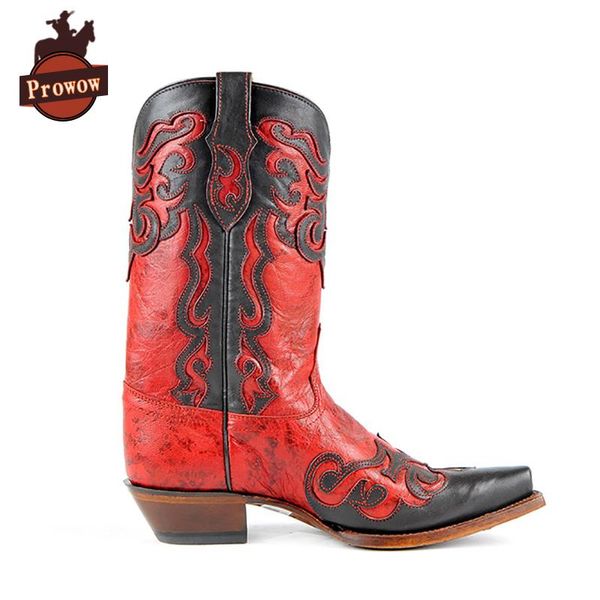 prowow women western cowboy boots genuine leather handmade patchwork totem high heels corral pointed toe mid-calf ladies boots, Black
prowow women western cowboy boots genuine leather handmade patchwork totem high heels corral pointed toe mid-calf ladies boots, Black