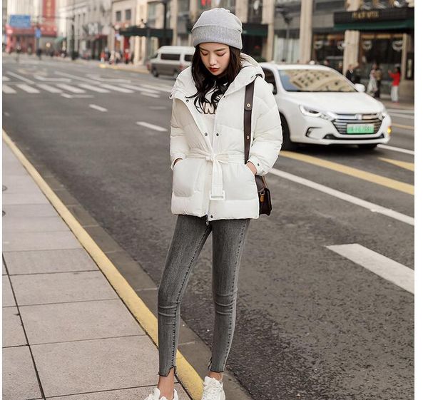 women autumn winter jacket parkas hooded zipper single breasted coat thick korean fashion sashes jacket 201225, Black
women autumn winter jacket parkas hooded zipper single breasted coat thick korean fashion sashes jacket 201225, Black