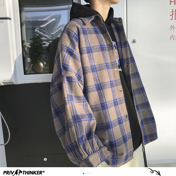 privathinker autumn men's thicken plaid shirts harajuku man oversized loose long sleeve shirt plus size male casual blouse 201120, White;black
privathinker autumn men's thicken plaid shirts harajuku man oversized loose long sleeve shirt plus size male casual blouse 201120, White;black
