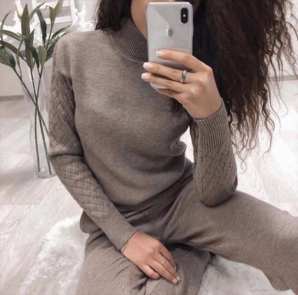 2 piece sets women autumn winter turtleneck pullovers loose high waist solid pants female fashion warm tracksuit knitted sets, Gray
2 piece sets women autumn winter turtleneck pullovers loose high waist solid pants female fashion warm tracksuit knitted sets, Gray