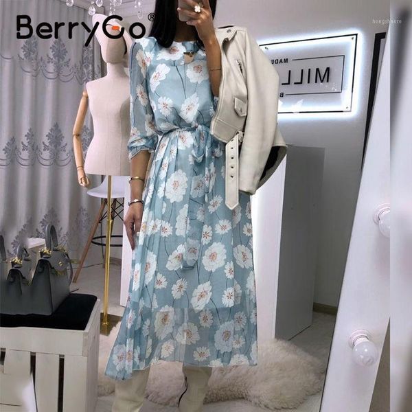 berrygo casual flare sleeve dress women office ladies high waist belt long dress elegant floral printed blue summer dresses 20201, Black;gray
berrygo casual flare sleeve dress women office ladies high waist belt long dress elegant floral printed blue summer dresses 20201, Black;gray