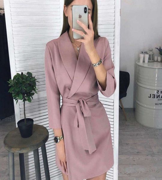 summer and autumn 2020 women's spring, long sleeve solid color suit collar fashion belt temperament short dress, Black;gray
summer and autumn 2020 women's spring, long sleeve solid color suit collar fashion belt temperament short dress, Black;gray