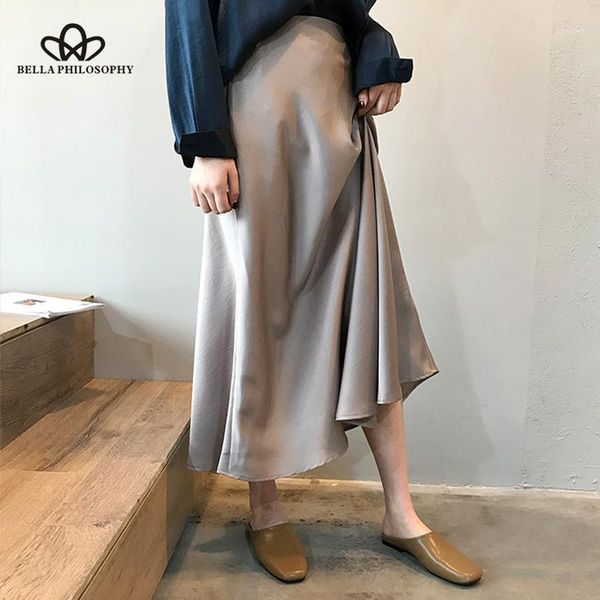 herstory autumn women high waist satin skirt lady metallic color skirt female shiny silk imitation ankle length1, Black
herstory autumn women high waist satin skirt lady metallic color skirt female shiny silk imitation ankle length1, Black